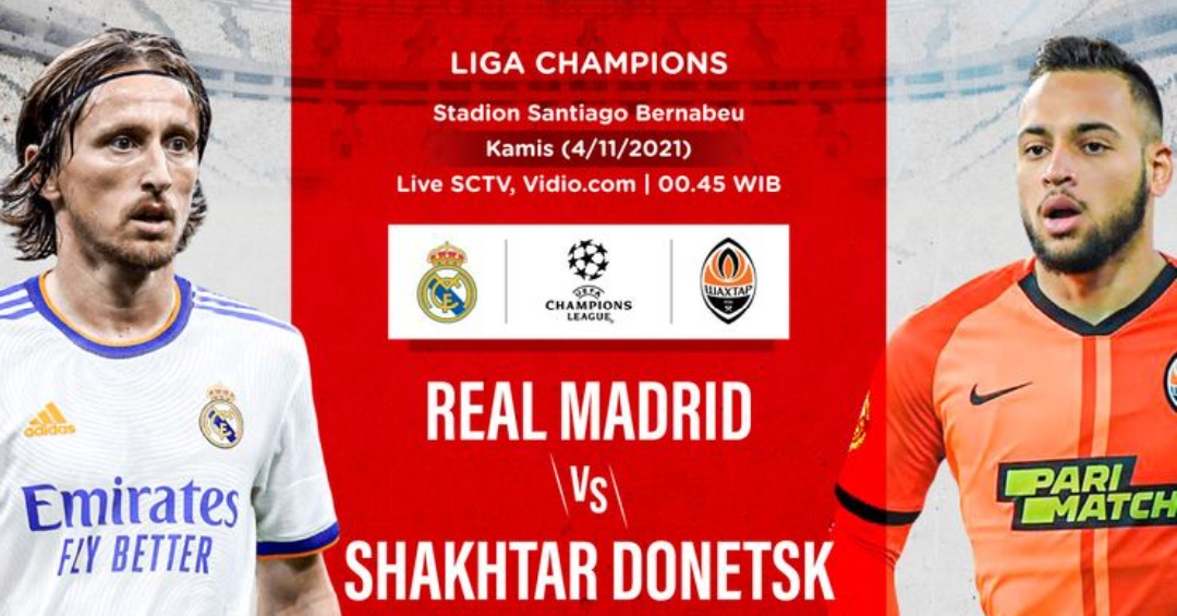 KLIK DISINI: Link Live Streaming Real Madrid vs Shakhtar Donetsk, Liga Champions 2021